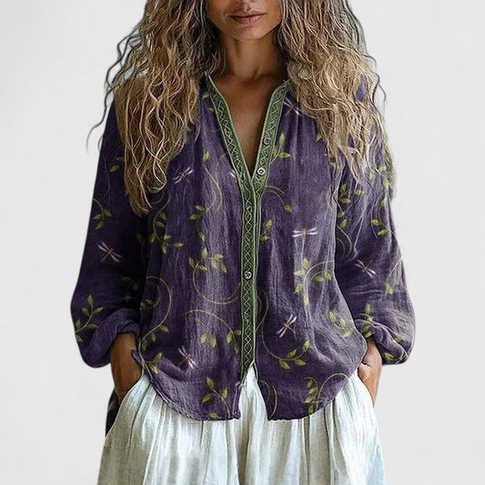 THEA | Blød bluse med bladprint