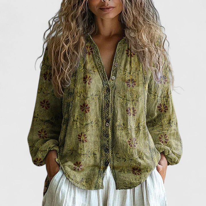 THEA | Blød bluse med bladprint