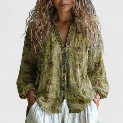 THEA | Blød bluse med bladprint
